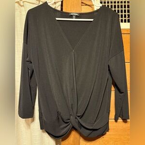 Express Black V-Neck Knot Blouse